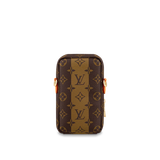  Túi Nam Louis Vuitton Flap Double Phone Pouch Monogram Stripes 'Brown Canvas' 