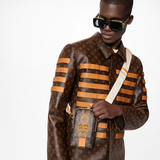  Túi Nam Louis Vuitton Flap Double Phone Pouch Monogram Stripes 'Brown Canvas' 
