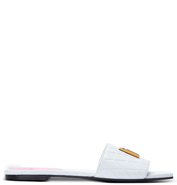  Dép Nữ Balmain Dafne Calfskin Mules 'White' 