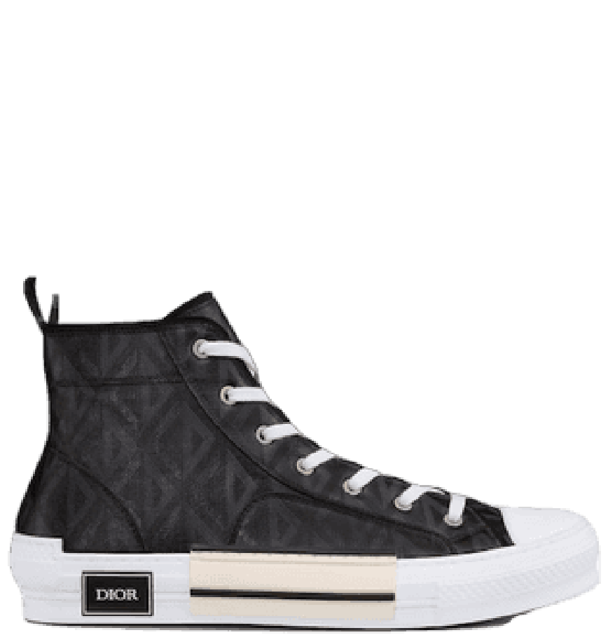 Dior B23 High Top Black White Dior Oblique Canvas  Cop Sneaker