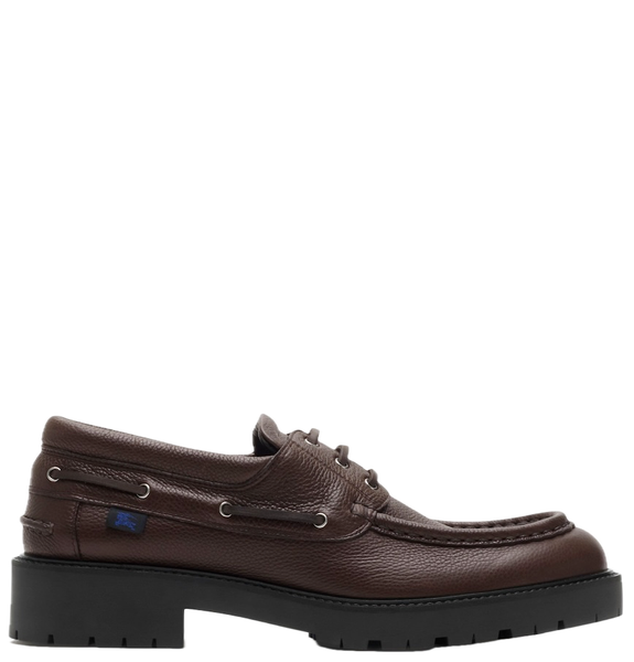  Giày Nam Burberry Leather Raft Boat Shoes 'Log' 