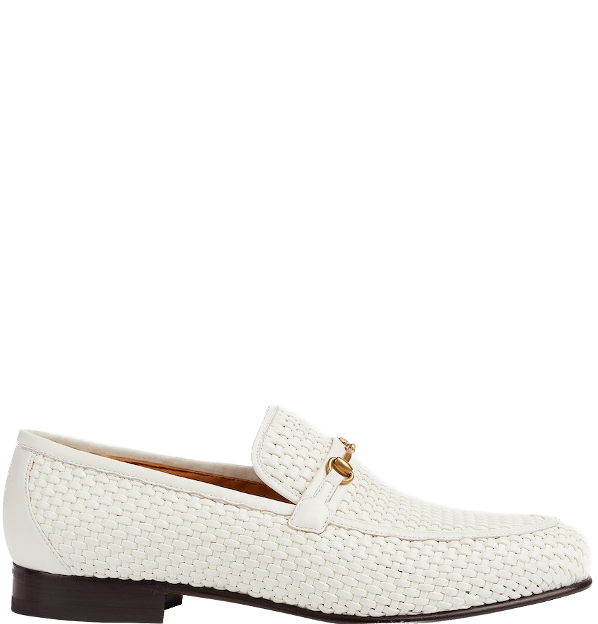 gucci white horsebit loafers
