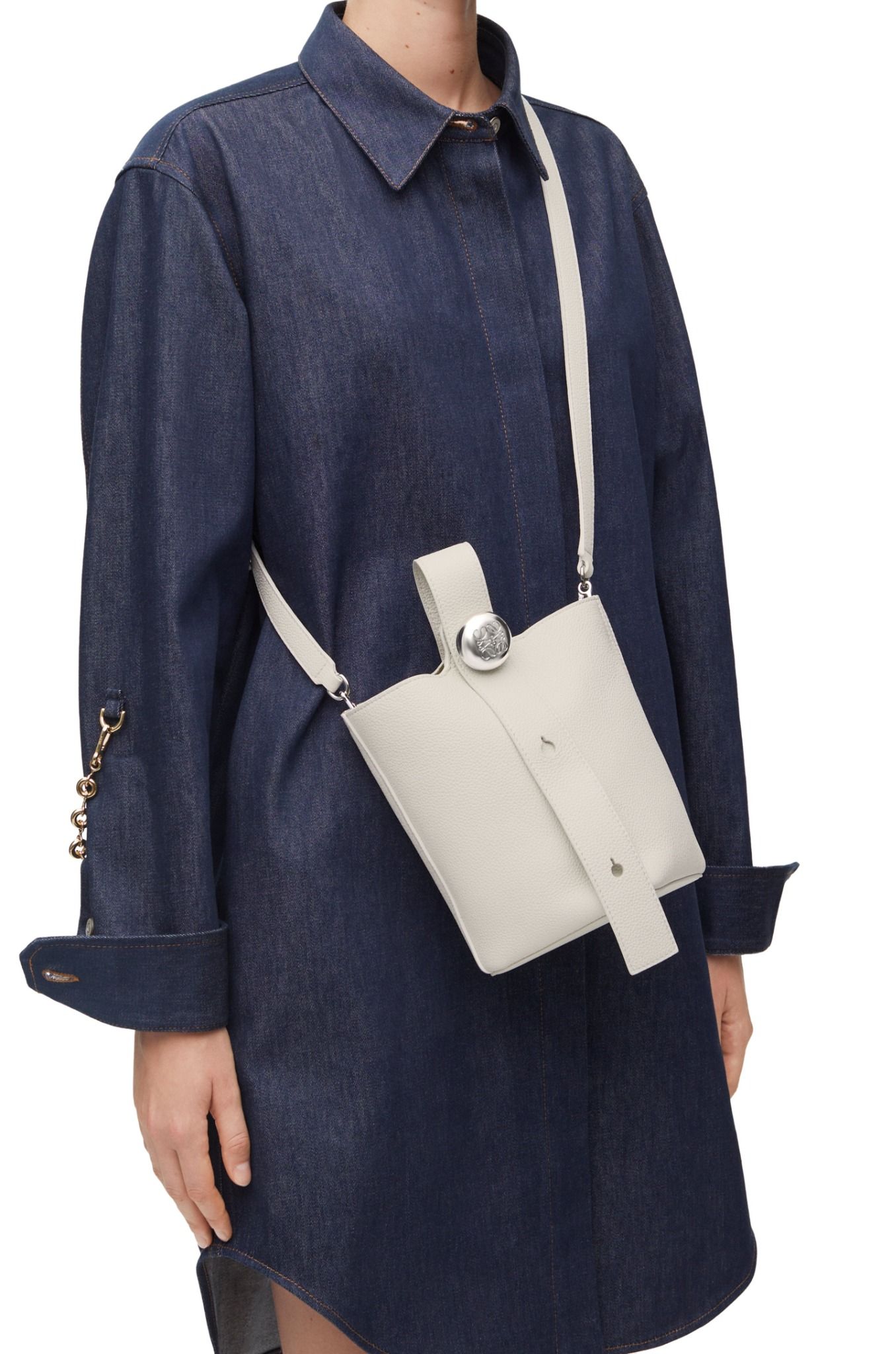  Túi Nữ Loewe Mini Pebble Bucket Bag 'White' 