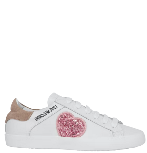  Giày Moschino Nữ Shiny Heart Nappa 'White' 