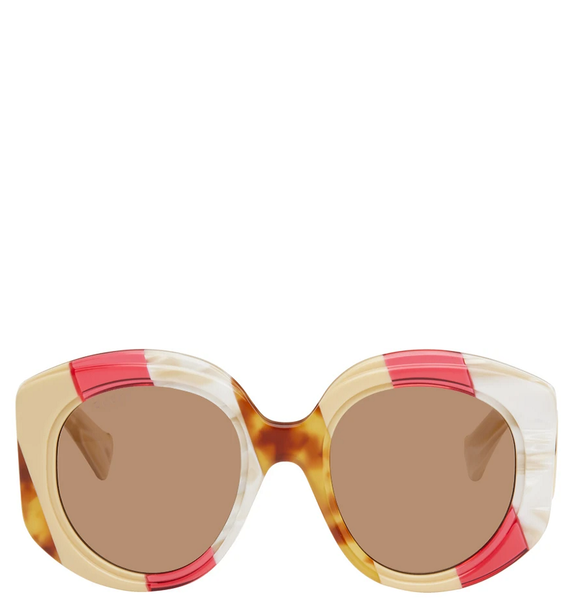  Kính Gucci Oversized Round Sunglasses 'Beige Red' 