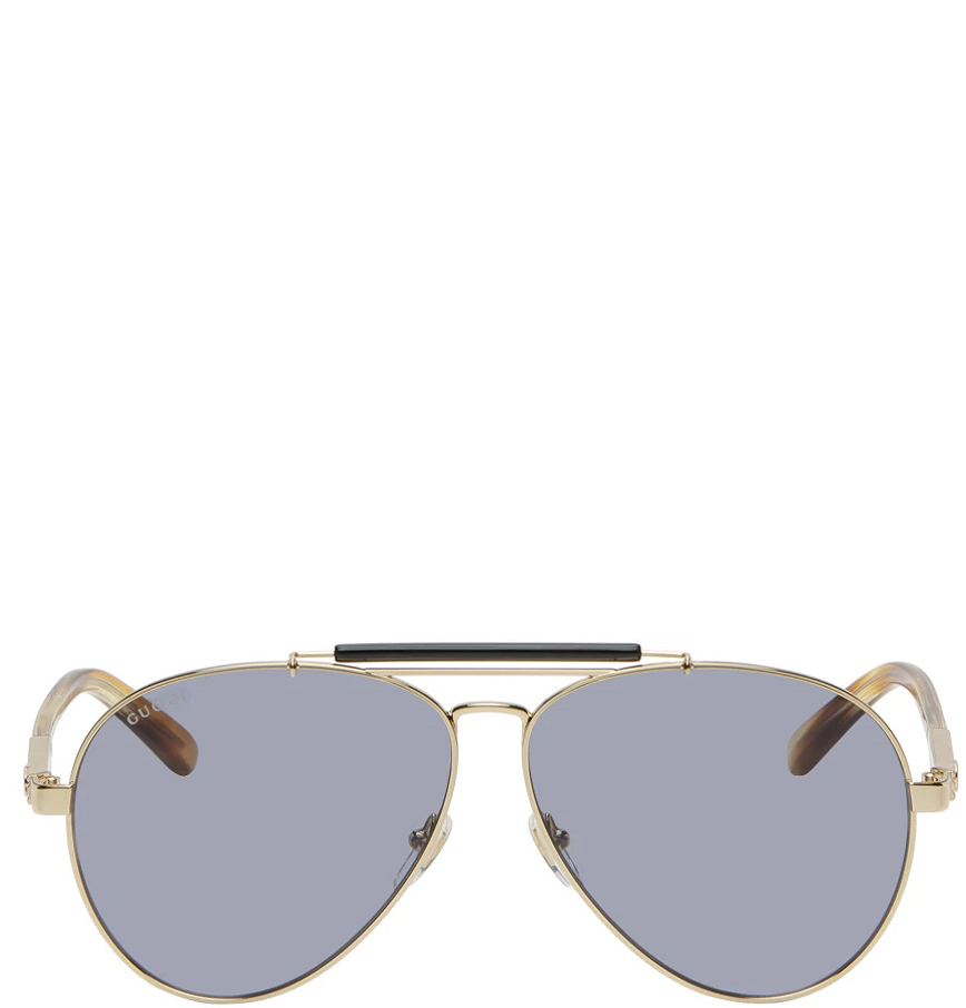  Kính Nam Gucci Aviator Sunglasses 'Gold Blue' 