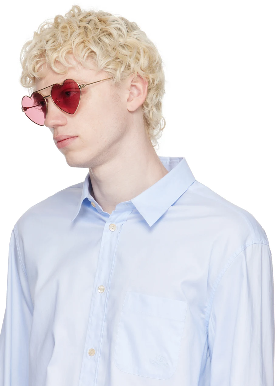 Kính Nam Gucci Heart Sunglasses 'Gold Red' 