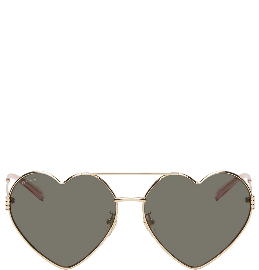  Kính Nam Gucci Heart Sunglasses 'Gold' 