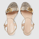 Dép Gucci Nữ Metallic Laminate Mid Heel Sandal 'Gold' 