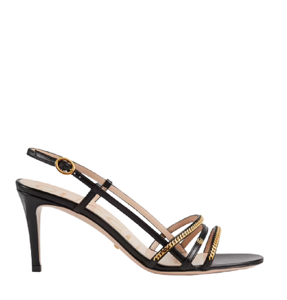  Giày Nữ Gucci Sandal With Chain Leather 'Black' 