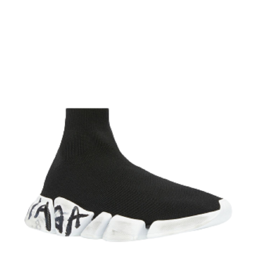  Giày Balenciaga Speed 2.0 Graffiti Recycled Knit Trainers 'Black' 