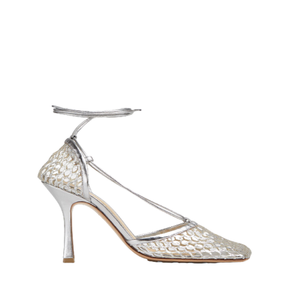  Giày Nữ Bottega Veneta Stretch Lace-Up Sandal 'Silver' 