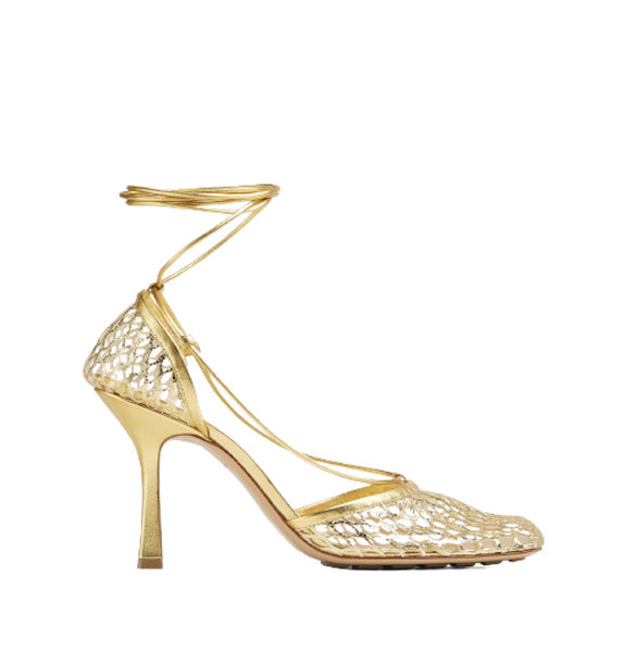  Giày Nữ Bottega Veneta Stretch Lace-Up Sandal 'Gold' 