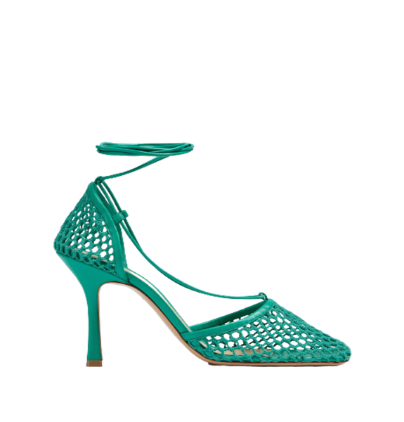  Giày Nữ Bottega Veneta Stretch Lace-Up Sandal 'Acid Turquoise' 