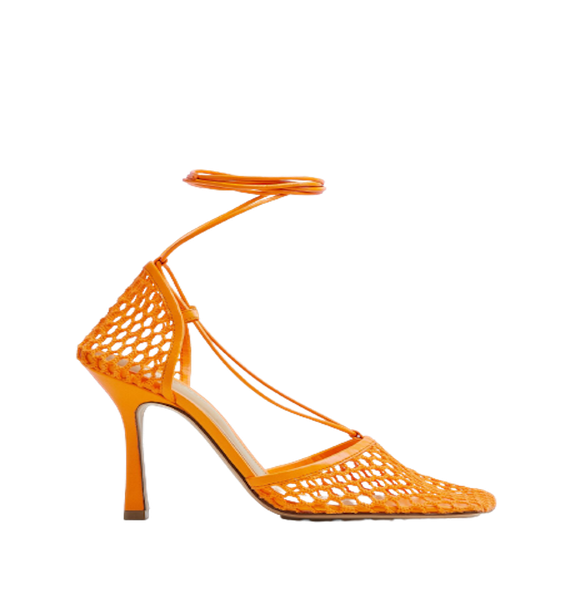  Giày Nữ Bottega Veneta Stretch Lace-Up Sandal 'Tangerine' 