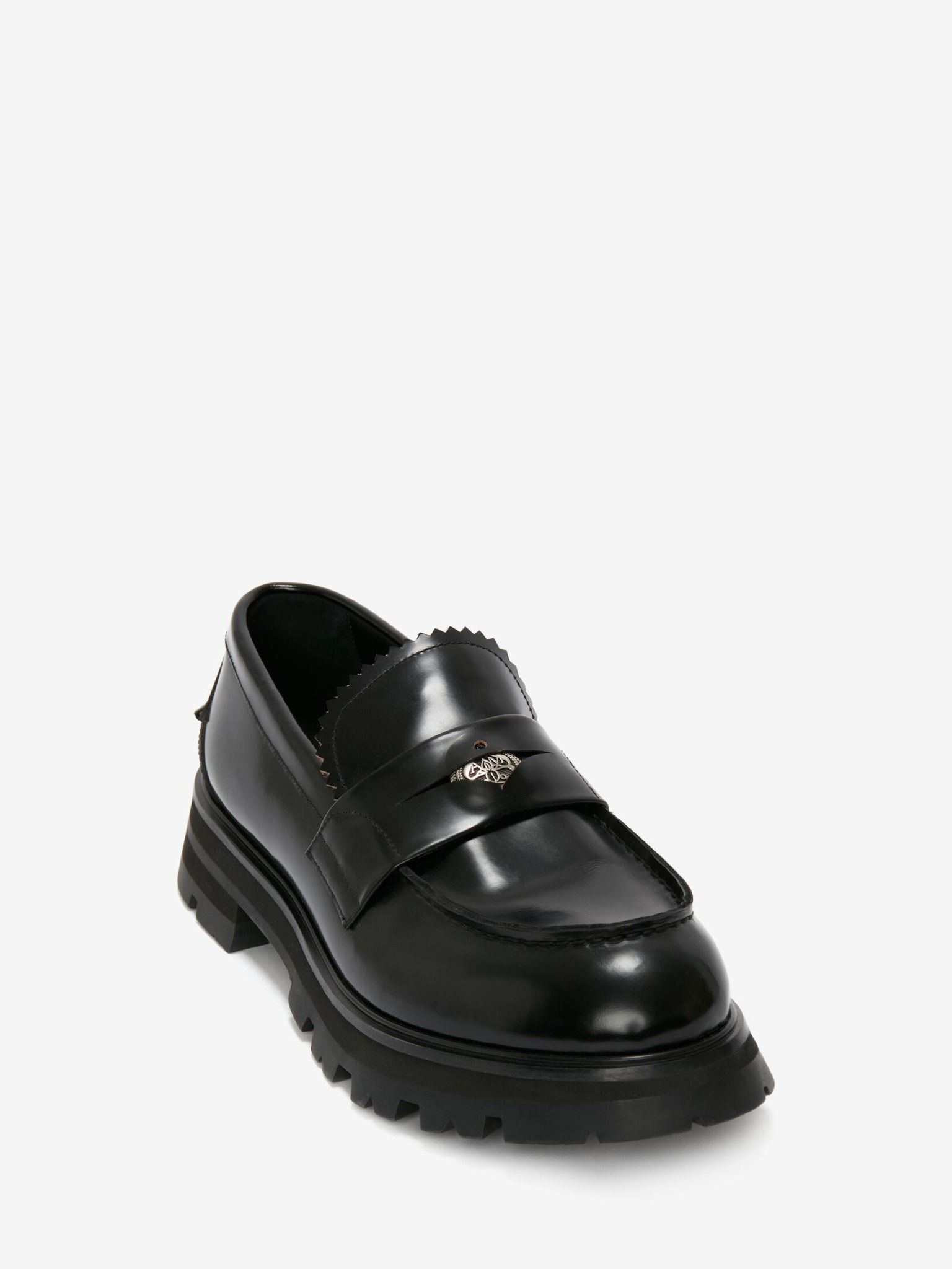  Giày Nam Alexander McQueen Seal Logo Loafer 'Black Silver' 
