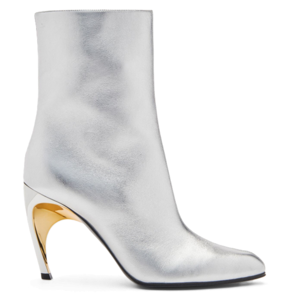  Giày Nữ Alexander McQueen Armadillo Ankle 'Silver' 