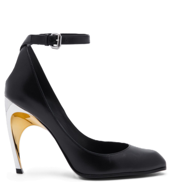  Giày Nữ Alexander McQueen Armadillo Ankle Strap Pump 'Black' 