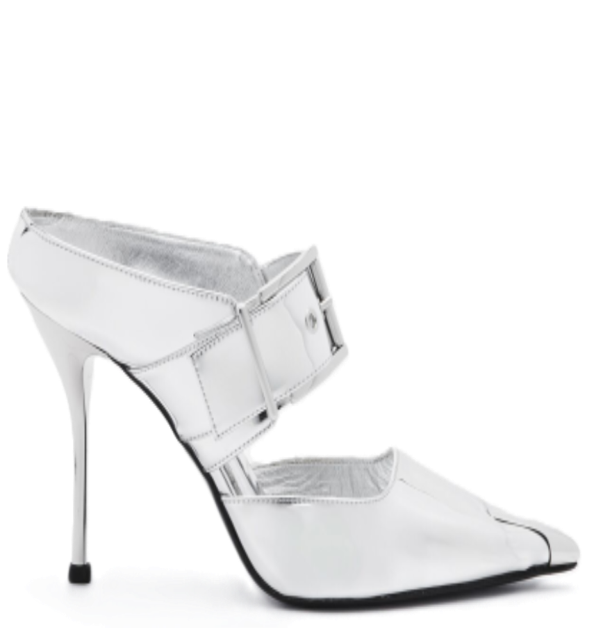  Giày Nữ Alexander McQueen Punk Buckle 'Silver' 