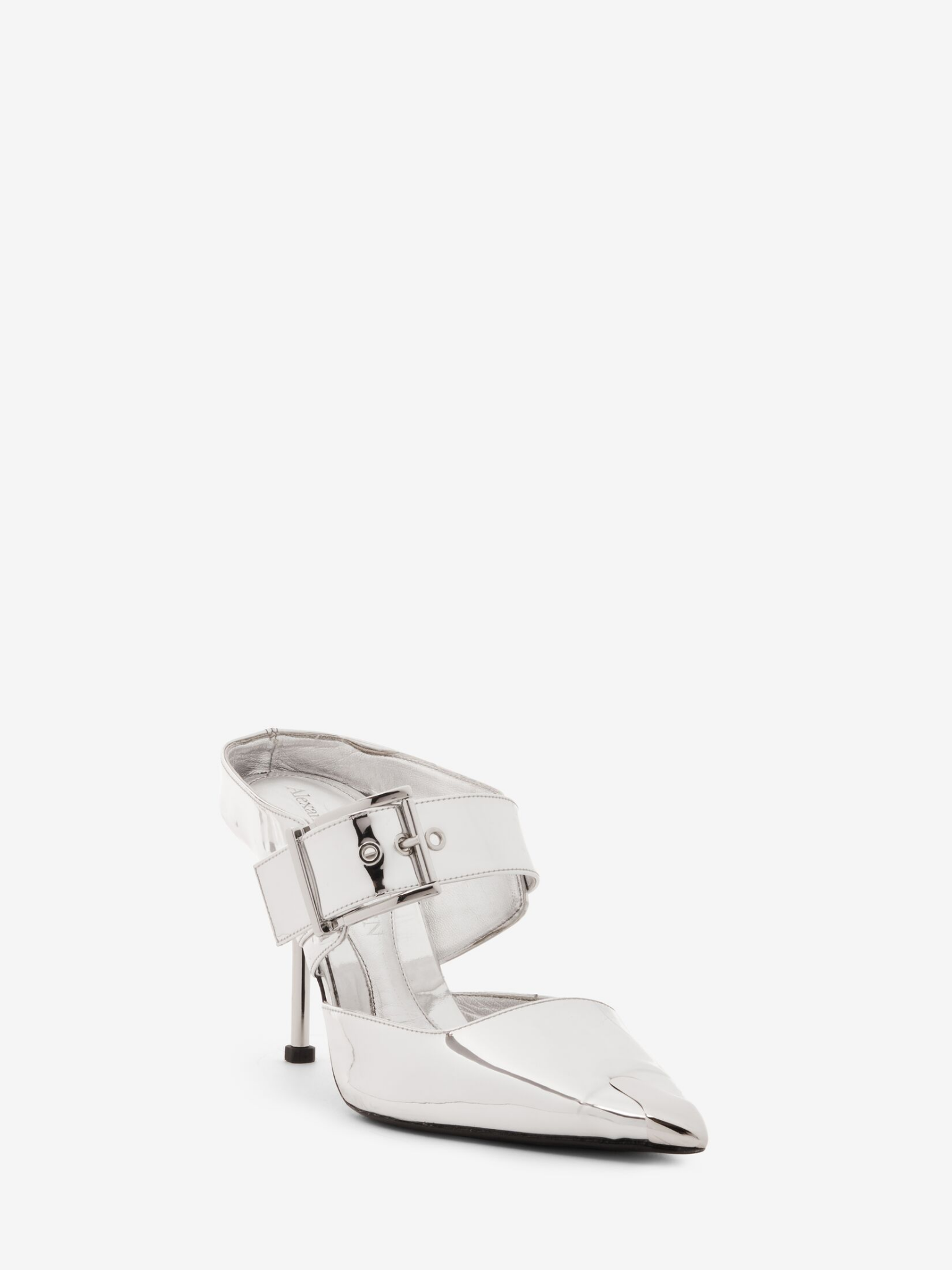 Giày Nữ Alexander McQueen Punk Buckle 'Silver' 