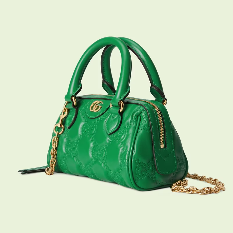  Túi Nữ Gucci GG Matelassé Leather Top Handle Bag 'Green' 