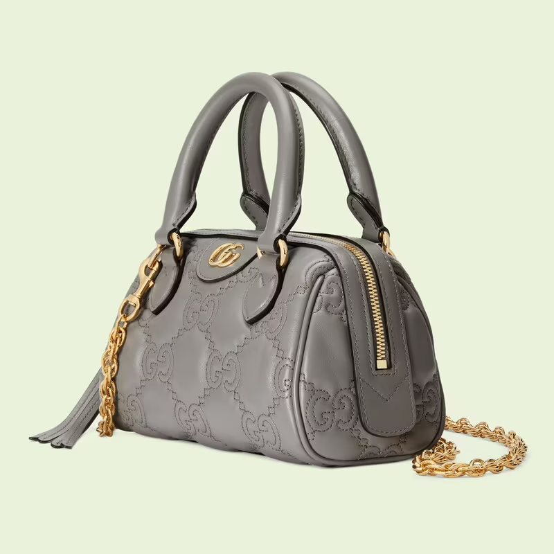  Túi Nữ Gucci GG Matelassé Leather Top Handle Bag 'Grey' 