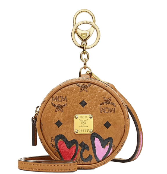  Túi Nữ MCM Valentine’s Day Upcycling Project Charm in Visetos 'Cognac' 