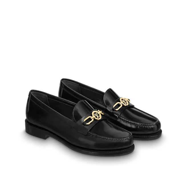  Giày Nữ Louis Vuitton Chess Flat Loafers 'Black' 