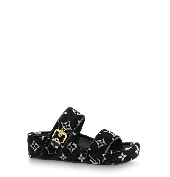  Dép Nữ Louis Vuitton Jumbo Flatform Mules Black White 