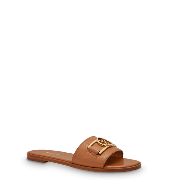  Dép Nữ Louis Vuitton Lock It Flat Mules Cognac 