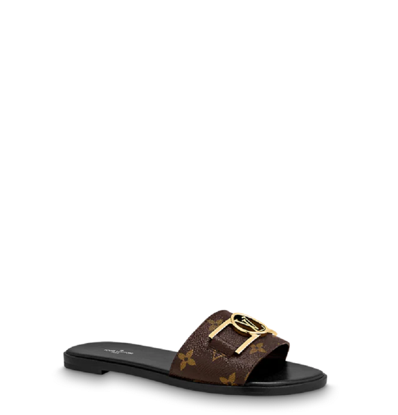  Dép Nữ Louis Vuitton Lock IT Flat Mules Patent 