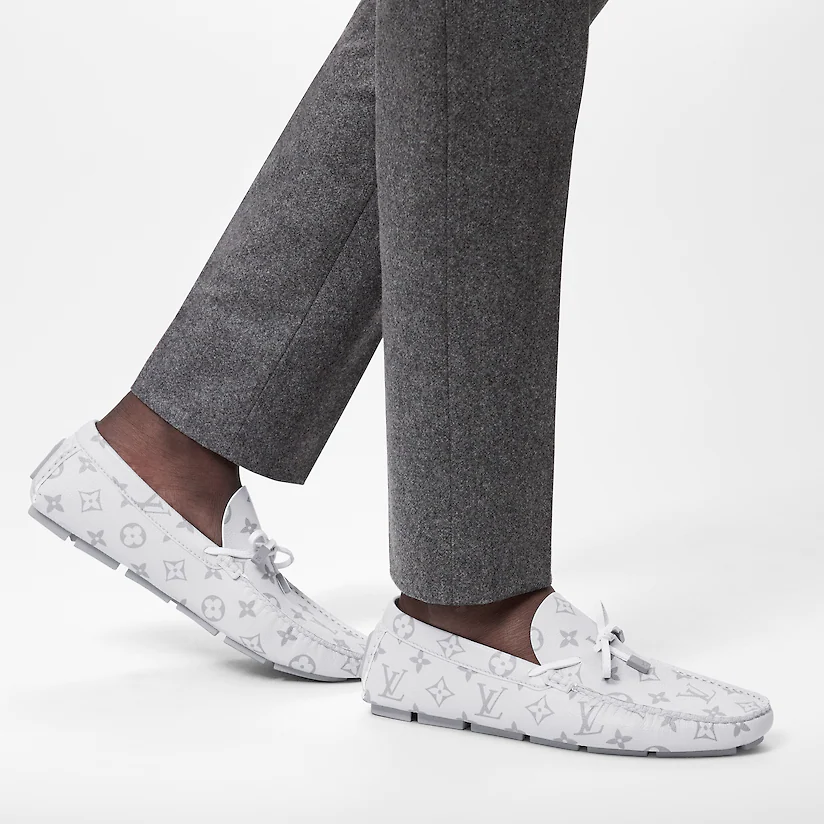  Giày Nam Louis Vuitton LV Driver Moccasins 'White' 