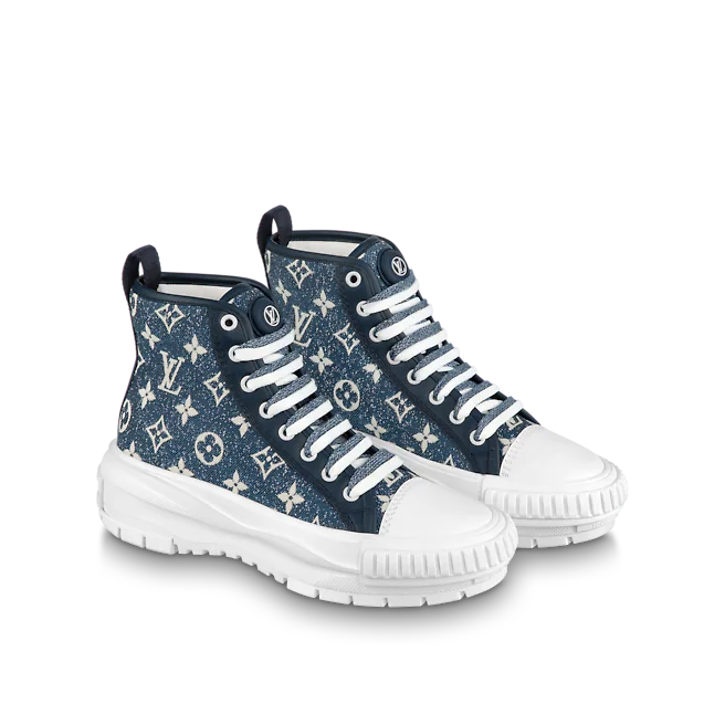  Giày Nữ Louis Vuitton Lv Squad Trainer Boots 'Navy Blue' 