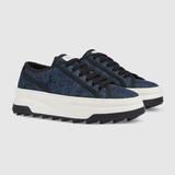  Giày Nữ Gucci GG Sneaker 'Blue Denim With Black GG Crystals' ‎ 