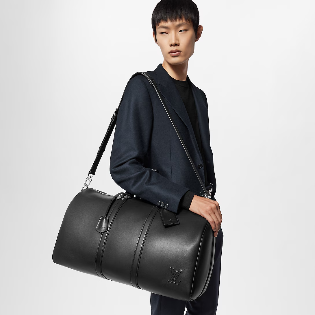  Túi Nam Louis Vuitton Keepall Bandoulière 50 Bag 'Black' 