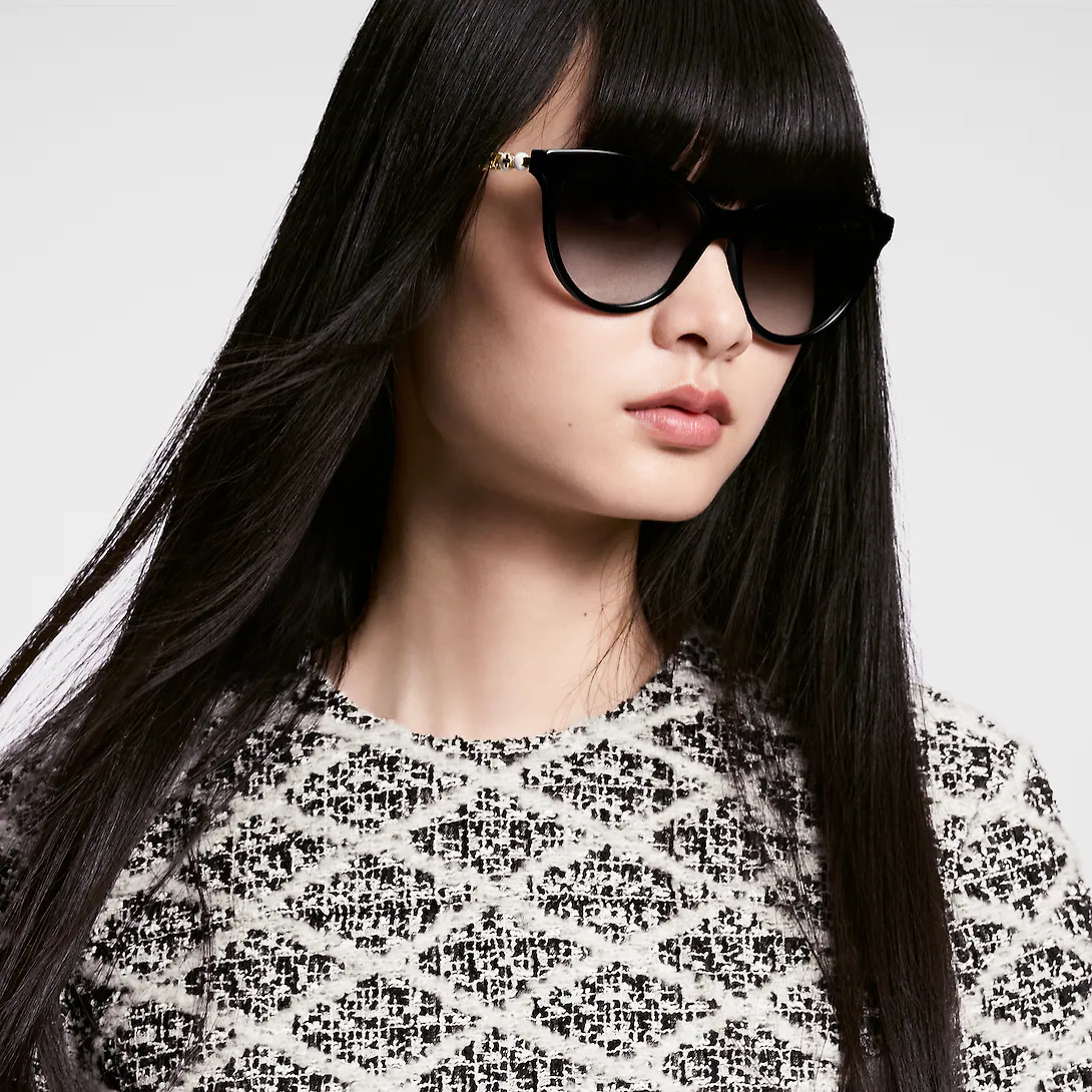  Kính Nữ Louis Vuitton Minigram Pearl Cat Eye Sunglasses 'Black' 