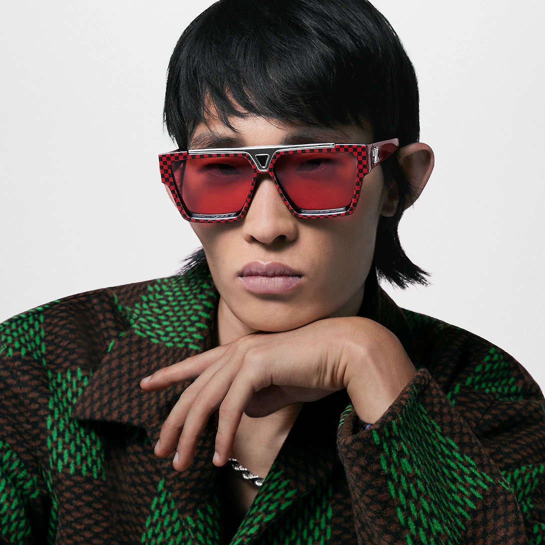 Kính Nam Louis Vuitton Evidence Damier Pop Sunglasses 'Red