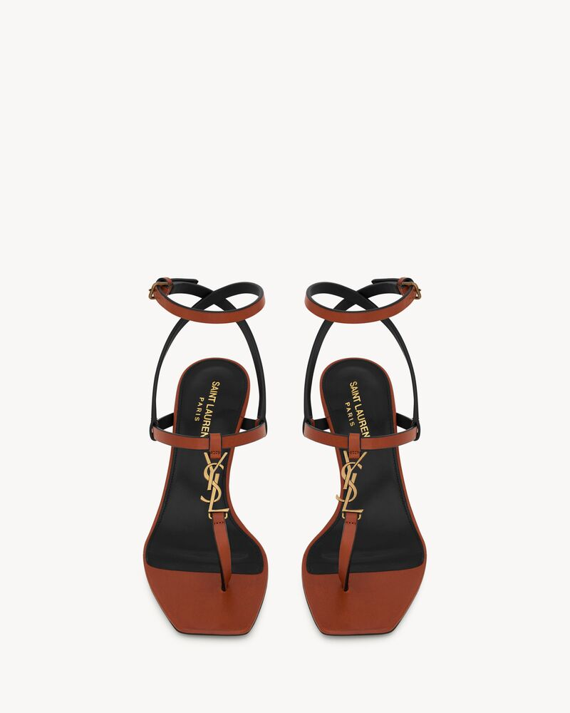  Giày Nữ Saint Laurent Cassandra Sandals In Smooth Leather 'Papaya' 