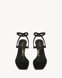  Giày Nữ Saint Laurent Cassandra Sandals In Smooth Leather 'Black' 
