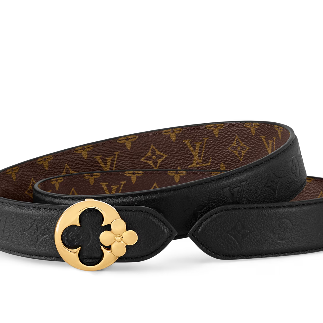  Thắt Lưng Nữ Louis Vuitton LV Flowergram Round 30MM Reversible Belt 'Black' 