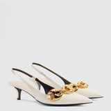  Giày Nữ Gucci Slingback With Marina Chain 'Ivory' 
