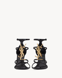  Giày Nữ Saint Laurent Cassandra Sandals In Patent Leather 'Black' 