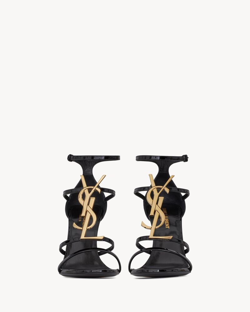  Giày Nữ Saint Laurent Cassandra Sandals In Patent Leather 'Black' 