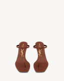  Giày Nữ Saint Laurent Cassandra Sandals In Smooth Leather 'Cigare' 