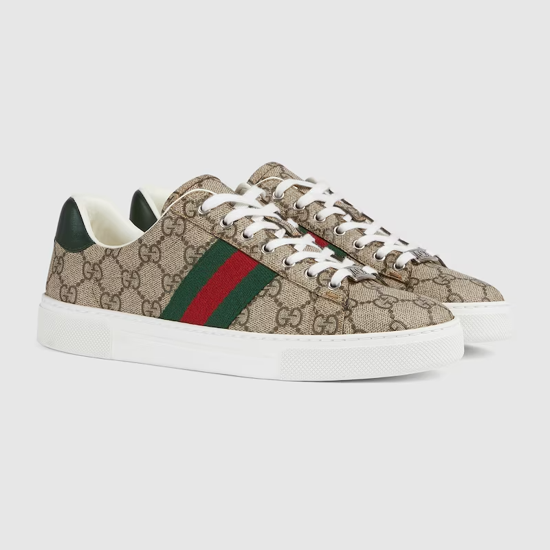  Giày Nữ Gucci Ace Trainer With Web 'Beige' ‎ 