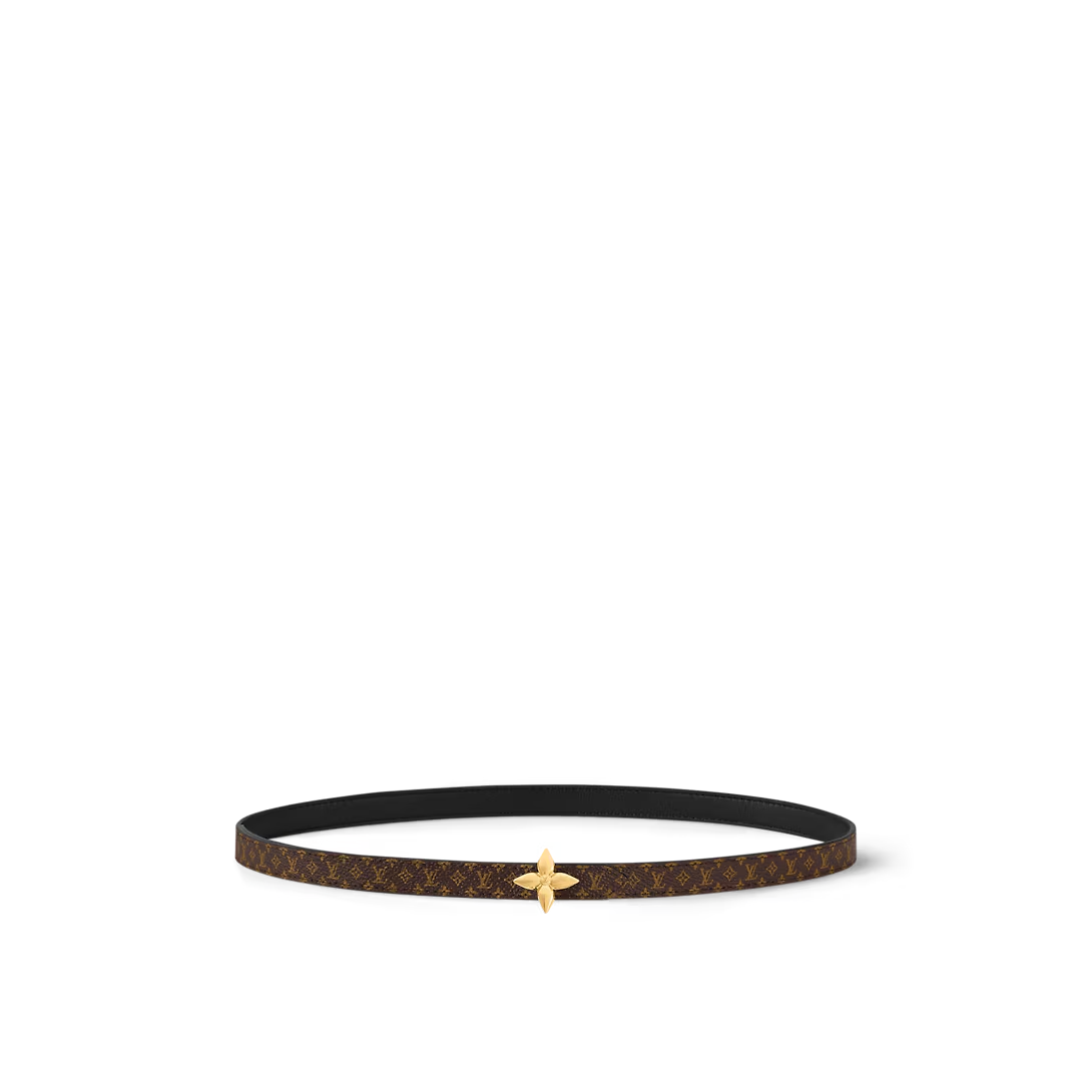  Thắt Lưng Nữ Louis Vuitton LV Mini Flowergram 15MM Reversible Belt 'Black' 