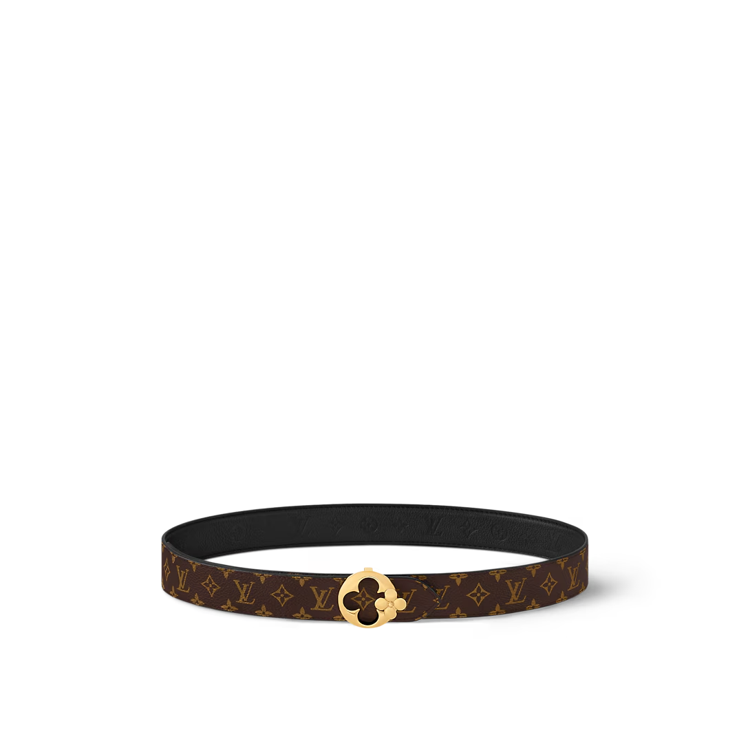  Thắt Lưng Nữ Louis Vuitton LV Flowergram Round 30MM Reversible Belt 'Black' 