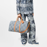  Túi Nam Louis Vuitton Keepall Bandoulière 50 Bag 'Blue' 