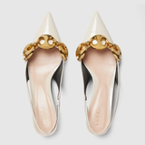  Giày Nữ Gucci Slingback With Marina Chain 'Ivory' 