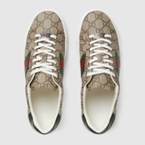  Giày Nữ Gucci Ace Trainer With Web 'Beige' ‎ 